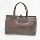 HENRY CUIR レザー トートバッグ ダークブラウン レディース アンリークイール【中古】6-1001G∞