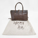 HENRY CUIR レザー トートバッグ ダークブラウン レディース アンリークイール【中古】6-1001G∞
