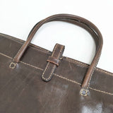 HENRY CUIR レザー トートバッグ ダークブラウン レディース アンリークイール【中古】6-1001G∞