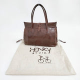 HENRY CUIR 犬 CANE刺繍 レザー トートバッグ ブラウン レディース アンリークイール【中古】6-1001G∞