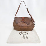 HENRY CUIR 犬 CANE刺繍 レザー ショルダーバッグ ブラウン レディース アンリークイール【中古】6-1001G∞