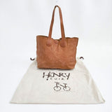 HENRY CUIR 犬 CANE 刺繍 レザー トートバッグ ブラウン レディース アンリークイール【中古】6-1001G∞