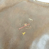 HENRY CUIR カヌー 船刺繍 レザー トートバッグ ブラウン レディース アンリークイール【中古】6-1001G∞