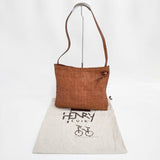 HENRY CUIR メッシュ レザー ショルダーバッグ ブラウン レディース アンリークイール【中古】6-1001G∞