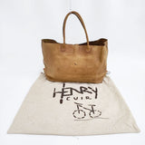 HENRY CUIR 刺繍 レザー トートバッグ キャメル レディース アンリークイール【中古】6-1001G∞