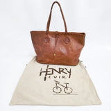 HENRY CUIR レザー ステッチ トートバッグ ブラウン レディース アンリークイール【中古】6-1001G∞