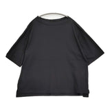 gungendo 石見銀山 コットン スリット プルオーバー 日本製 ボートネック ワイド 半袖Ｔシャツ カットソー ブラック レディース 群言堂【中古】6-0717S♪