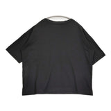gungendo 石見銀山 コットン スリット プルオーバー 日本製 ボートネック ワイド 半袖Ｔシャツ カットソー ブラック レディース 群言堂【中古】6-0717S♪