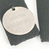 MARIA CALDERARA マリアカルデラーラ ビーズ 樹脂加工ガラス リボン ネックレス ブラック レディース【中古】6-0909G∞