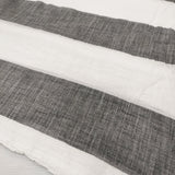 Plantation 綿麻 ボーダー サイズM ボートネックドレス コットンリネン チュニック ホワイト グレー レディース プランテーション【中古】6-0717S♪