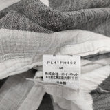 Plantation 綿麻 ボーダー サイズM ボートネックドレス コットンリネン チュニック ホワイト グレー レディース プランテーション【中古】6-0717S♪