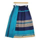 tamaki niime powan skirt SHORT ポワンスカート タック ロングスカート ブルー マルチカラー レディース 玉木新雌/タマキニイメ【中古】6-0822M∞