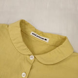 mina perhonen matinee vs1857 丸襟 コットン 刺繍 サイズ38 ブラウス シャツ イエロー レディース ミナペルホネン【中古】6-0822M∞