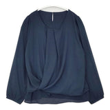 NATURAL BEAUTY BASIC 017-6214901 シフォン カシュクール風 ブラウス シャツ ネイビー レディース ナチュラルビューティーベーシック【中古】6-0917M∞
