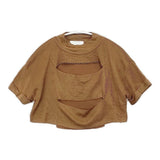 TAN クロップド丈Tシャツ CLING FILM CROPPED TEE 定価29700円 セーター ニット ブラウン レディース タン【中古】6-0711S△
