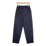 MHL. 595-7142503 RAISED COTTON DRILL TROUSERS ノンタック パンツ ネイビー レディース エムエイチエル【中古】6-0822G∞