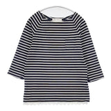 si-si-si comfort 裾レース ボーダー 七分袖 Ｔシャツ カットソー ネイビー ホワイト レディース スースースーコンフォート【中古】6-0917M∞
