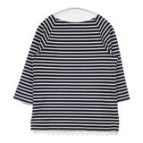 si-si-si comfort 裾レース ボーダー 七分袖 Ｔシャツ カットソー ネイビー ホワイト レディース スースースーコンフォート【中古】6-0917M∞