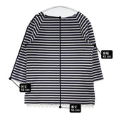 si-si-si comfort 裾レース ボーダー 七分袖 Ｔシャツ カットソー ネイビー ホワイト レディース スースースーコンフォート【中古】6-0917M∞