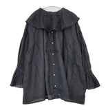 nest Robe ラミー付け襟ブラウス フリル ギャザー 定価30800円 01222-1202 ブラウス シャツ ブラック レディース ネストローブ【中古】6-0912M∞