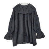 nest Robe ラミー付け襟ブラウス フリル ギャザー 定価30800円 01222-1202 ブラウス シャツ ブラック レディース ネストローブ【中古】6-0912M∞