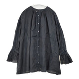 nest Robe ラミー付け襟ブラウス フリル ギャザー 定価30800円 01222-1202 ブラウス シャツ ブラック レディース ネストローブ【中古】6-0912M∞