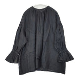 nest Robe ラミー付け襟ブラウス フリル ギャザー 定価30800円 01222-1202 ブラウス シャツ ブラック レディース ネストローブ【中古】6-0912M∞