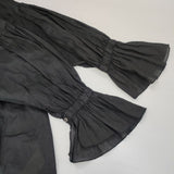 nest Robe ラミー付け襟ブラウス フリル ギャザー 定価30800円 01222-1202 ブラウス シャツ ブラック レディース ネストローブ【中古】6-0912M∞