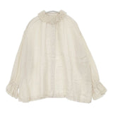 nest Robe リネンレース襟ギャザーブラウス 定価23100円 01223-1233 ブラウス シャツ ベージュ レディース ネストローブ【中古】6-0912M∞