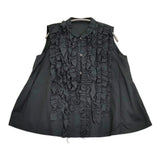fofofofa RIFFLE BLOUSE VEST フリルブラウスベスト fo-4 定価40700円 コットン ノースリーブ ブラウス シャツ ブラック レディース【中古】6-0710S♪