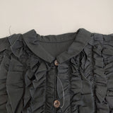 fofofofa RIFFLE BLOUSE VEST フリルブラウスベスト fo-4 定価40700円 コットン ノースリーブ ブラウス シャツ ブラック レディース【中古】6-0710S♪