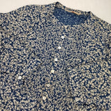 45R/45rpm インディゴピンタック 花柄 ボタニカル ブラウス シャツ ネイビー ライトグレー レディース フォーティーファイブアールピーエム【中古】6-1003M∞