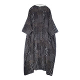 tumugu リネンドットプリント ワイド 日本製 サイズF ワンピース ブラック グレー レディース ツムグ【中古】6-0711M△