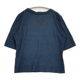 45R/45rpm コットン インディゴお花プリント サイズ3 日本製 五分袖 Ｔシャツ カットソー ネイビー レディース フォーティーファイブアールピーエム【中古】6-0712S♪