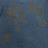 45R/45rpm コットン インディゴお花プリント サイズ3 日本製 五分袖 Ｔシャツ カットソー ネイビー レディース フォーティーファイブアールピーエム【中古】6-0712S♪