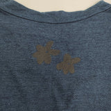 45R/45rpm コットン インディゴお花プリント サイズ3 日本製 五分袖 Ｔシャツ カットソー ネイビー レディース フォーティーファイブアールピーエム【中古】6-0712S♪