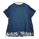 45R/45rpm インディゴ布帛×天竺BLOUSE 定価28600円 半袖Ｔシャツ カットソー ネイビー レディース フォーティーファイブアールピーエム【中古】6-0712S♪