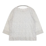 45R/45rpm 小花柄 七分袖 サイズ2 コットン Ｔシャツ カットソー ホワイト ブルー レディース フォーティーファイブアールピーエム【中古】6-0919M∞