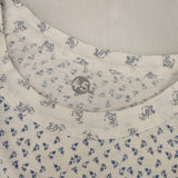 45R/45rpm 小花柄 七分袖 サイズ2 コットン Ｔシャツ カットソー ホワイト ブルー レディース フォーティーファイブアールピーエム【中古】6-0919M∞
