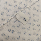45R/45rpm 小花柄 七分袖 サイズ2 コットン Ｔシャツ カットソー ホワイト ブルー レディース フォーティーファイブアールピーエム【中古】6-0919M∞