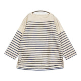 45R/45rpm スーピマオックスの908バスクボーダーTシャツ 定価50600円 ブラウス シャツ 26SS アイボリー ブルー レディース フォーティーファイブアールピーエム【中古】6-0712M♪
