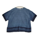 45R/45rpm 藍インドカディdeカットワークTシャツ 定価48400円 ブラウス シャツ ネイビー レディース フォーティーファイブアールピーエム【中古】6-0712S♪