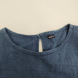 45R/45rpm 藍インドカディdeカットワークTシャツ 定価48400円 ブラウス シャツ ネイビー レディース フォーティーファイブアールピーエム【中古】6-0712S♪