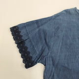 45R/45rpm 藍インドカディdeカットワークTシャツ 定価48400円 ブラウス シャツ ネイビー レディース フォーティーファイブアールピーエム【中古】6-0712S♪