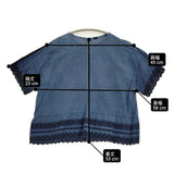 45R/45rpm 藍インドカディdeカットワークTシャツ 定価48400円 ブラウス シャツ ネイビー レディース フォーティーファイブアールピーエム【中古】6-0712S♪