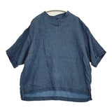 45R/45rpm リネンの908VネックTシャツ インディゴ プルオーバー ブラウス シャツ ネイビー レディース フォーティーファイブアールピーエム【中古】6-0712S♪