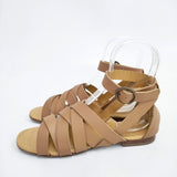 BIANCA CLOSET ビアンカクローゼット アンクルベルト サイズM レザー サンダル ベージュ レディース【中古】6-0713S◎