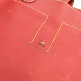 HENRY CUIR/BARNEYS NEWYORK レザー 刺繍 トートバッグ レッド レディース アンリークイール/バーニーズニューヨーク【中古】6-1010G∞