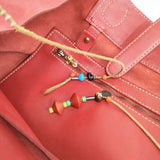 HENRY CUIR/BARNEYS NEWYORK レザー 刺繍 トートバッグ レッド レディース アンリークイール/バーニーズニューヨーク【中古】6-1010G∞