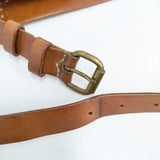 HENRY CUIR レザー 犬刺繍 CANE ショルダーバッグ カーキ系 ブラウン レディース アンリークイール【中古】6-1010G∞